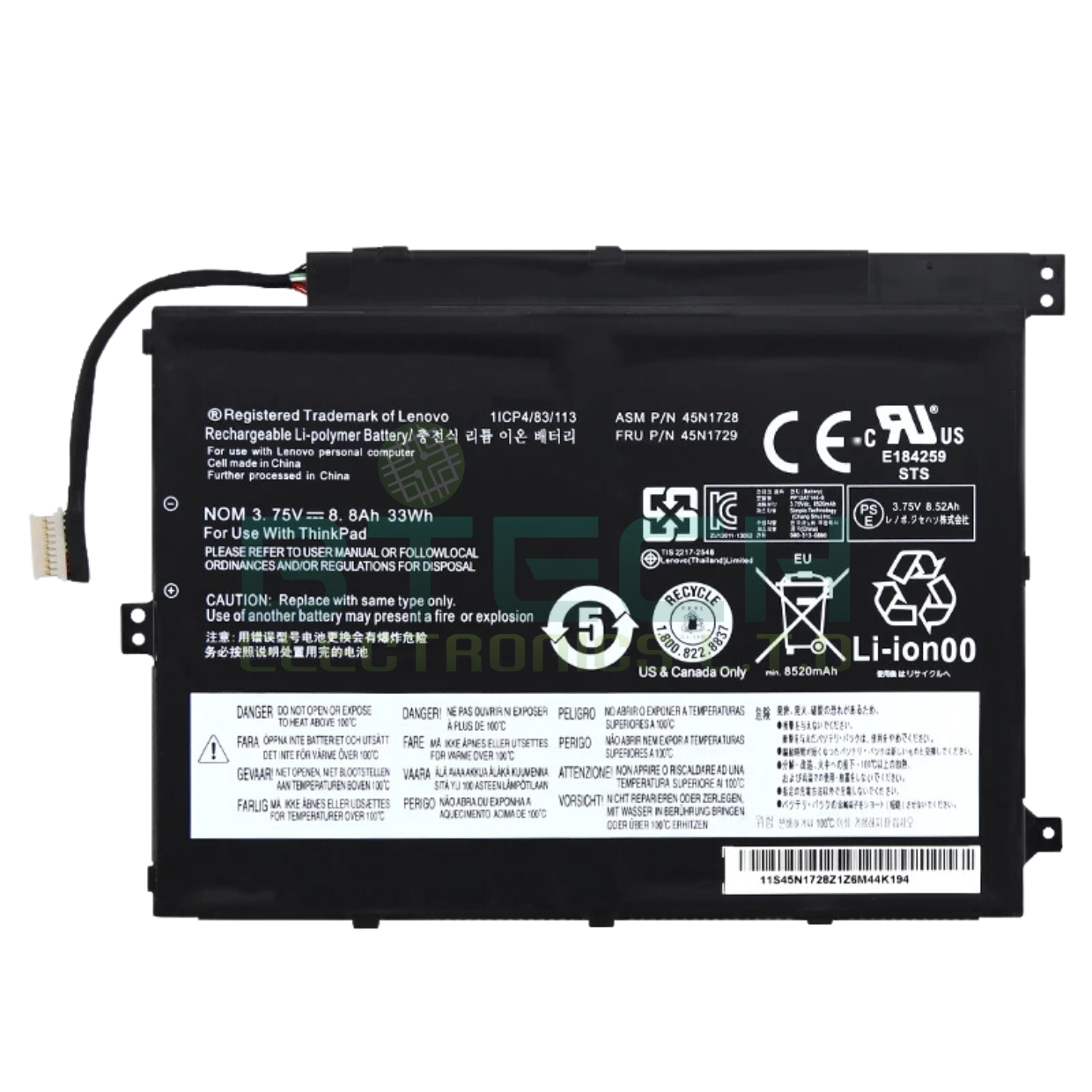 סוללה מקורית למחשב נייד Lenovo ThinkPad Tablet 10 33Wh