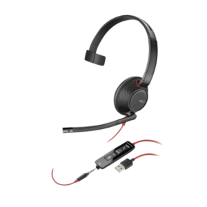 אוזניות חוטיות לאוזן אחת עם מיקרופון Poly Blackwire C5210 USB-A