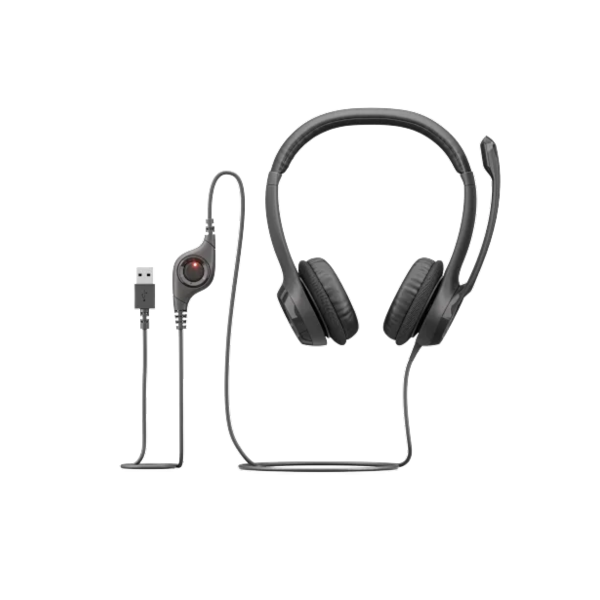 אוזניות חוטיות ל-2 אוזניים עם מיקרופון Logitech H390 USB-A – תמונה 3