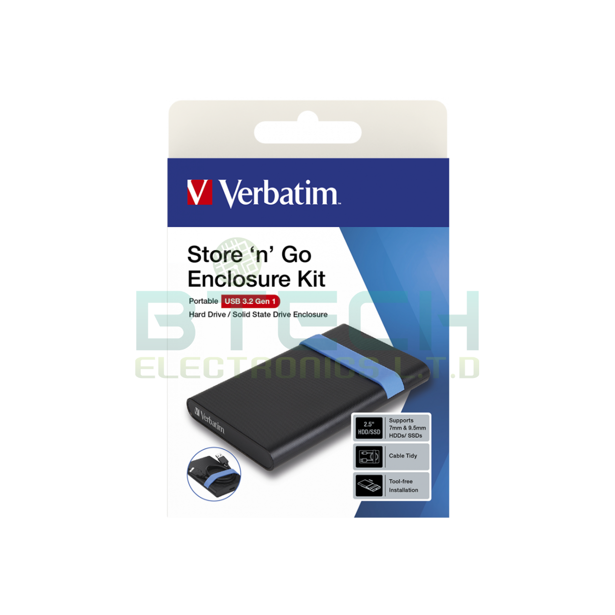 קופסא 2.5" Verbatim USB 3.0 to SATA HDD/SSD 9.5mm 53106 1YL – תמונה 3
