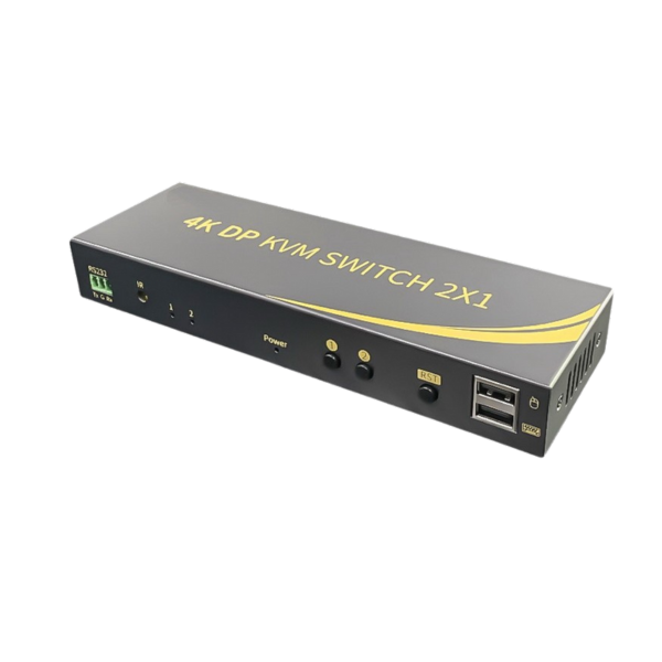 קופסא 2:1 KVM DP 4K@60Hz+RS232+USB+2xDP + ספק – תמונה 2