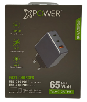 מטען אוניברסלי למחשב נייד XPower 65W USB Type-C