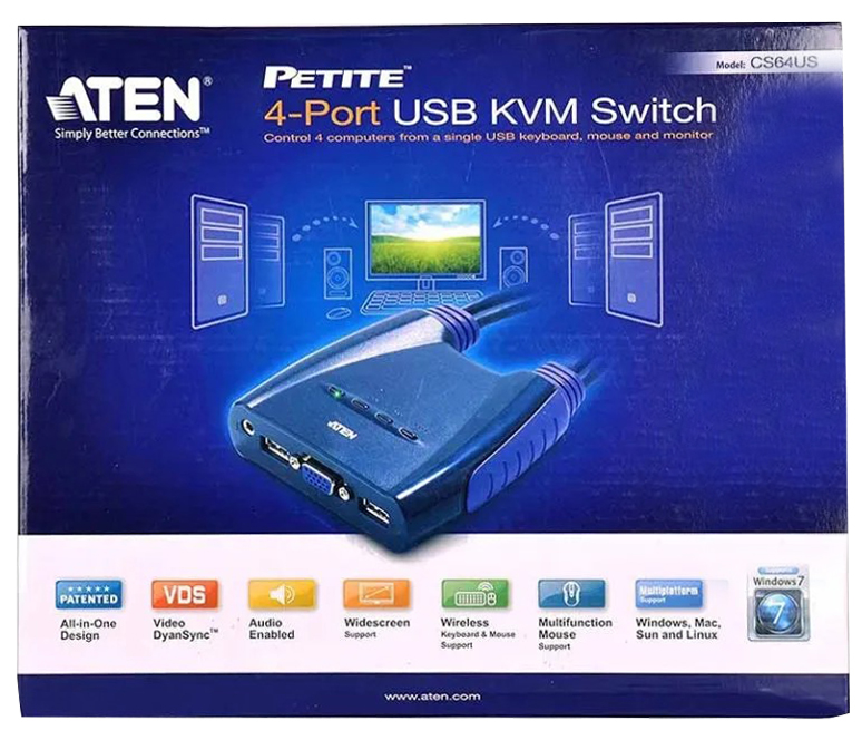 כבל KVM ל-4 מחשבים Aten CS64US VGA/USB – תמונה 6