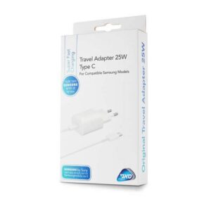 מטען קיר + כבל Samsung הכולל חיבור USB-C הספק עד כ- 25W