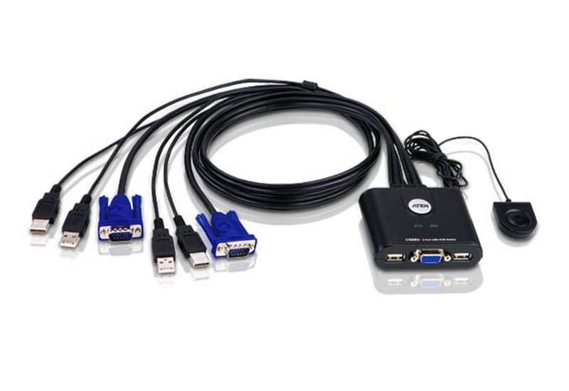 כבל KVM ל-2 מחשבים Aten CS22U VGA/USB