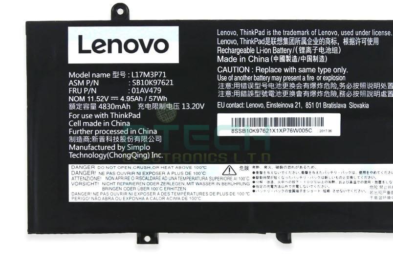 סוללה מקורית למחשב נייד Lenovo ThinkPad T480S 57Wh – תמונה 3