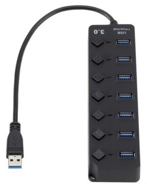 מפצל USB 3.0 עם 7 פורטים + כפתור ON/OFF + כניסה לשנאי