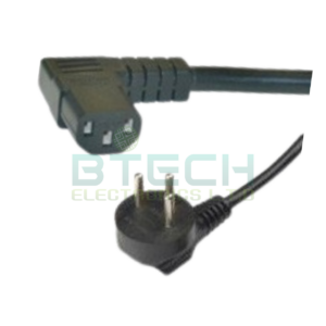 כבל מתח קומקום שחור C13 זוויתי לישראלי תיקני 3X0.75 באורך 1.8 מטר
