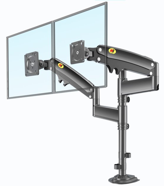 זרוע דו מפרקית ארגומטרית לשני מסכי מחשב עד 27''